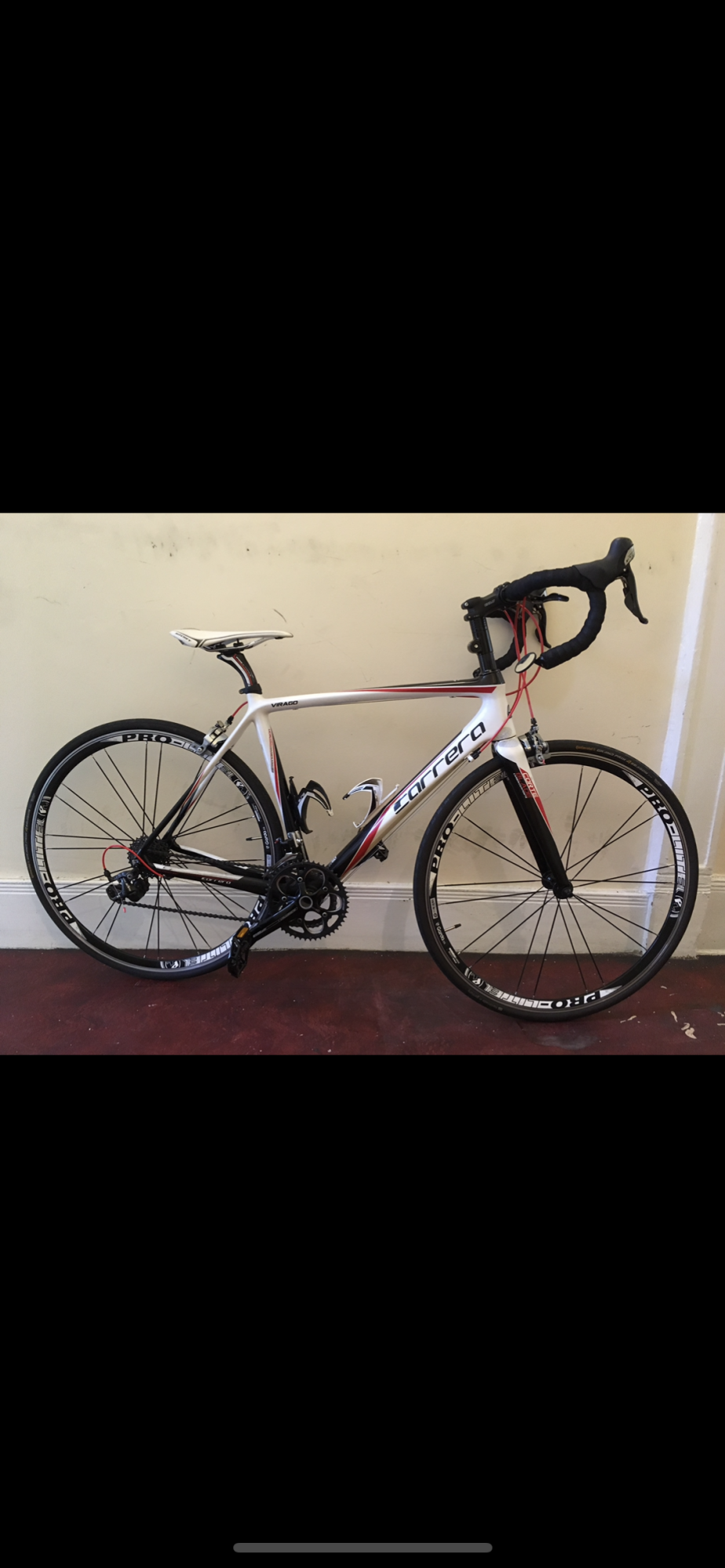 Carrera bicycles Virago White, Black, and Red