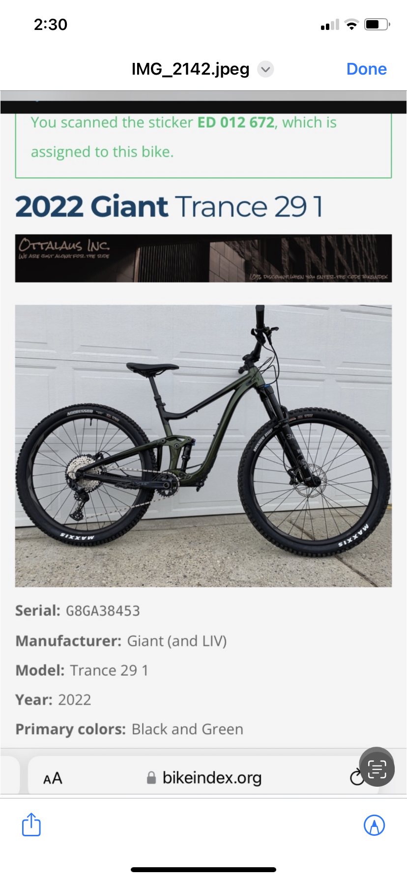2022 Giant Trance Green
