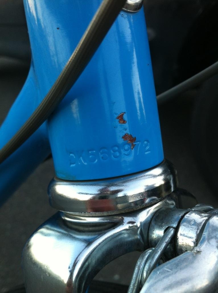 Bridgestone Around 1985, down tube shifters, vittorio rubino black and tan tires Blue