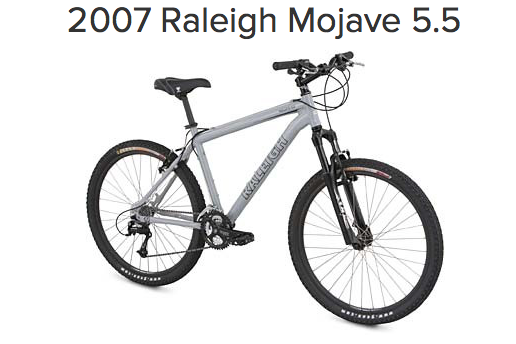 2007 Raleigh Raleigh Mojave 5.5 Silver or Gray