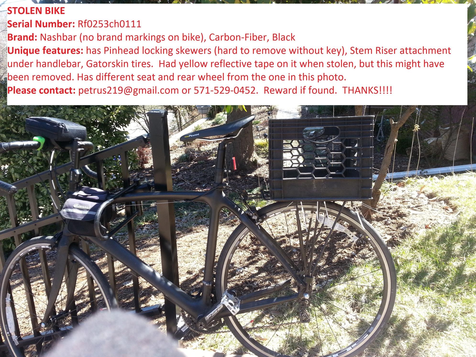 2014 Nashbar Carbon, Plain Black, No Brand Markings Black