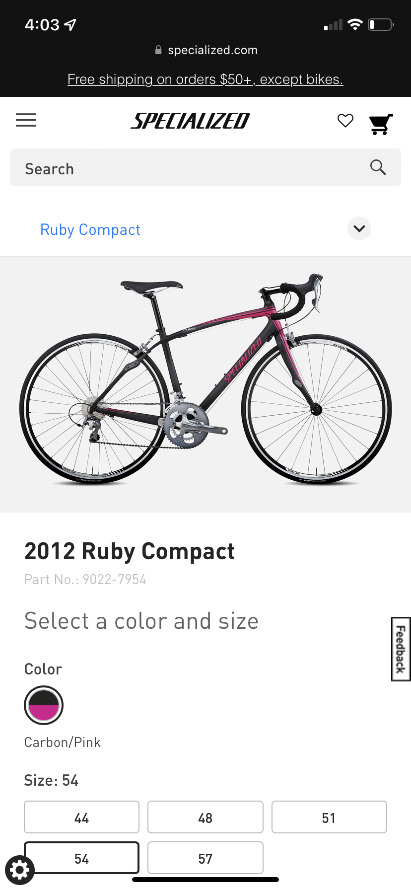 2012 Specialized Ruby Compact Black and Pink