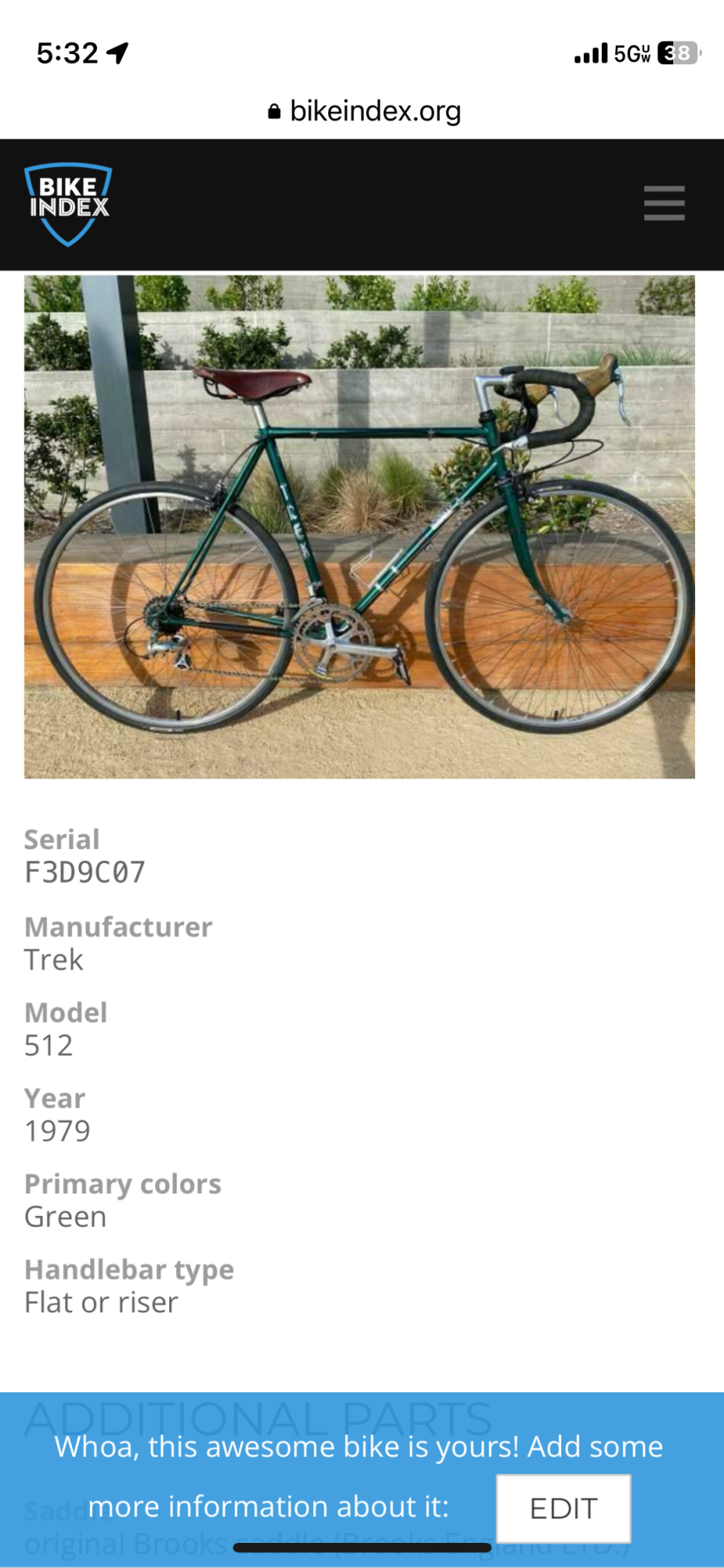 1979 Trek 512 Green