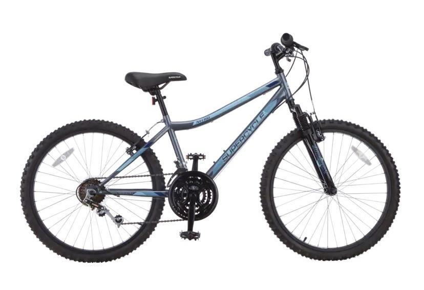 Supercycle Nitro Hardtrail Mountain Bike Silver, gray or bare metal and Green