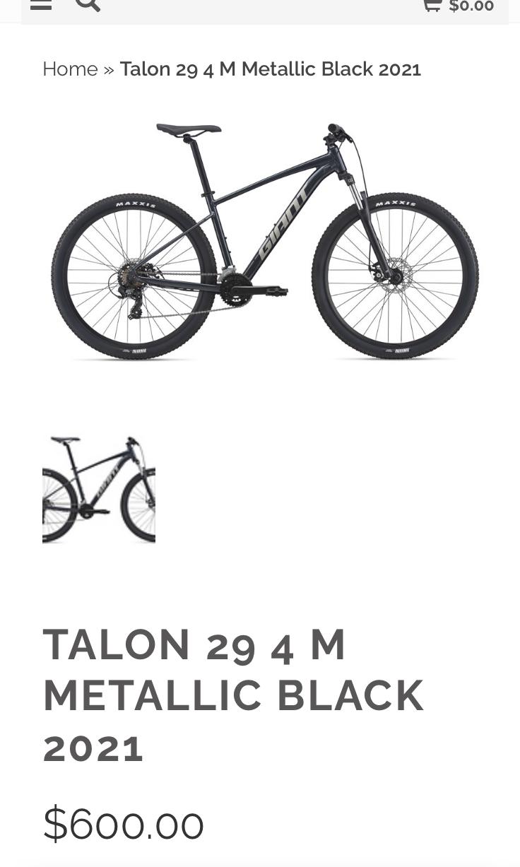 2021 Giant 21 Talon 29 4M Black