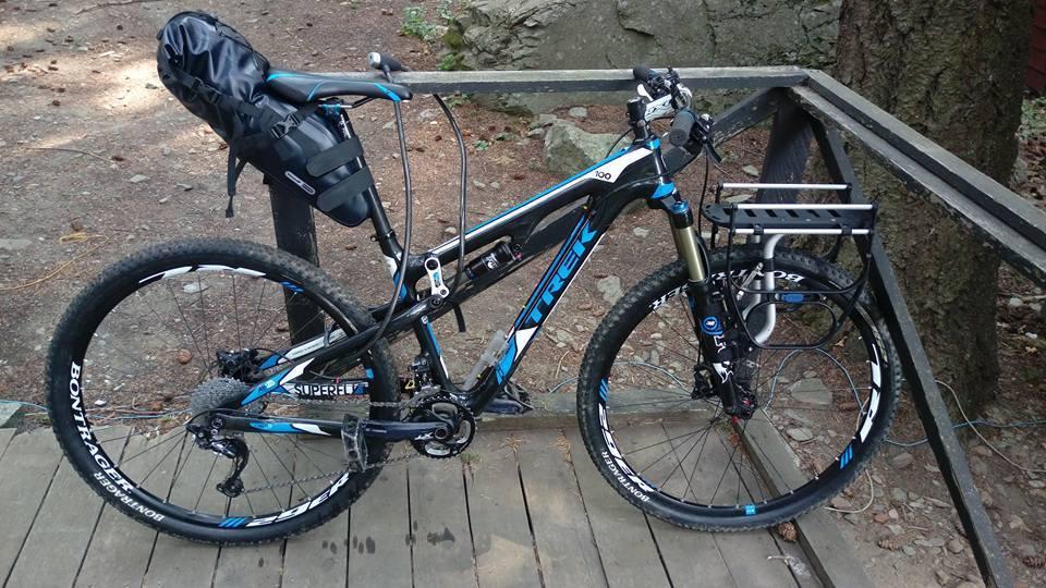 2012 Trek Superfly 100 Elite Black, Blue, and White