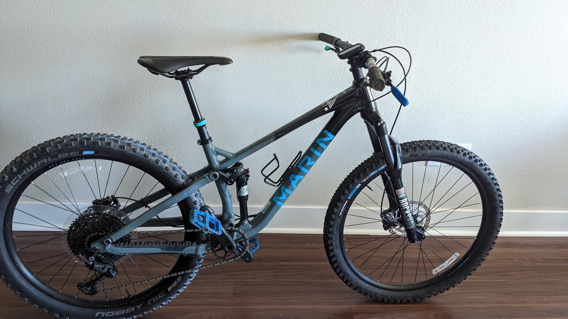 Marin Bikes Hawk Hill 1 Black, Blue, and Silver, gray or bare metal