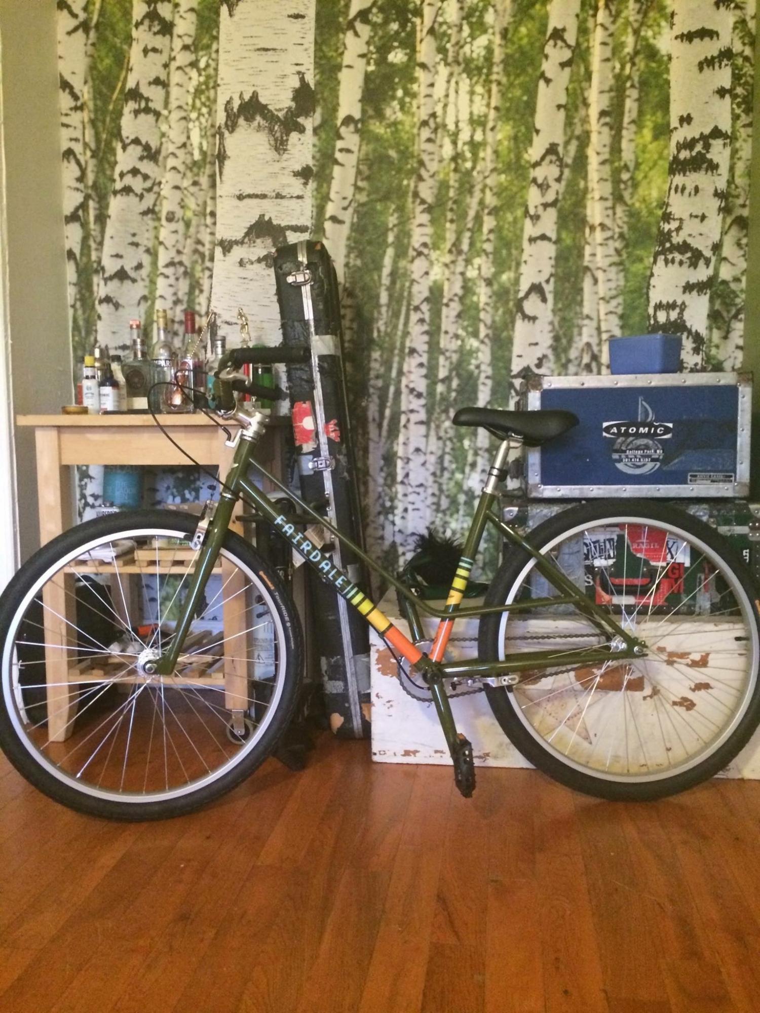2014 Fairdale Flyer step through Green and Stickers tape or other cover-up