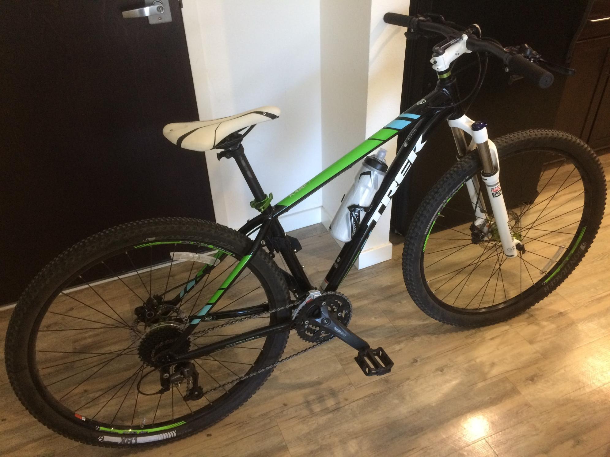 2014 Trek X-Caliber 7 Black, Green, and White