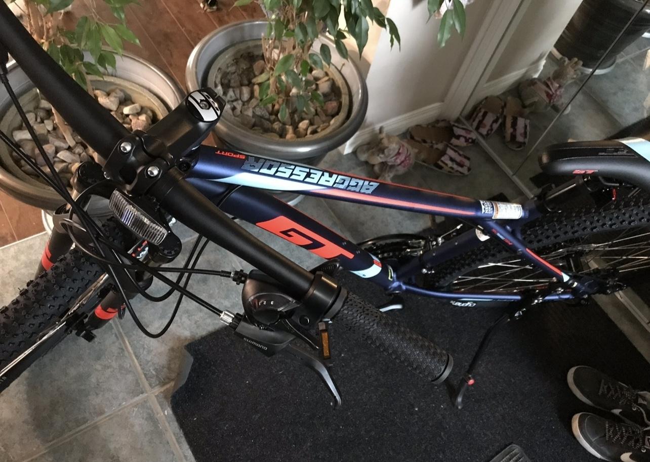 2018 GT Bicycles Black, Blue, and Red