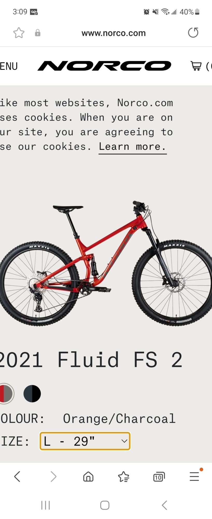 2021 Norco Bikes Orange