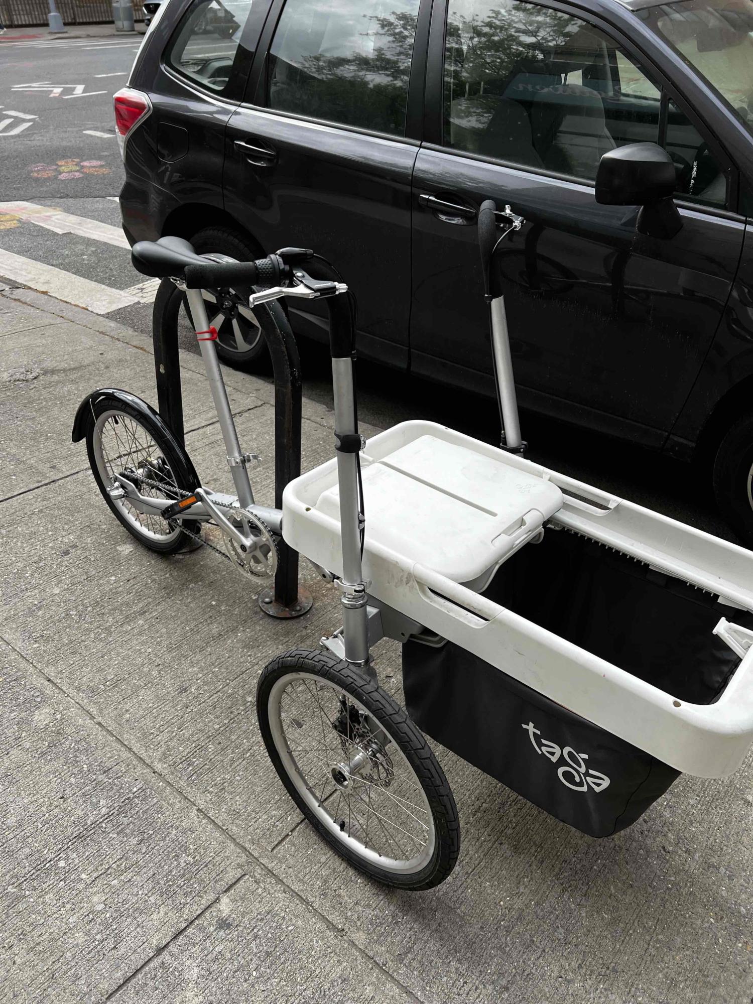 Taga Bike cargo bike (front storage) Silver, gray or bare metal and White
