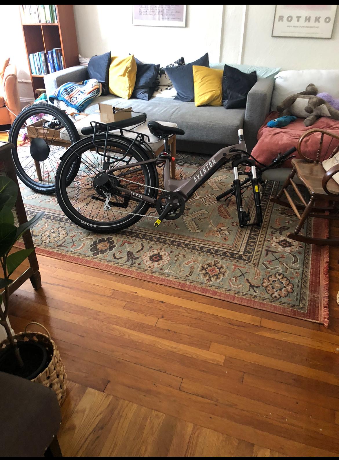 2021 Aventón Level step-through commuter e bike s/... Purple, Silver, gray or bare metal, and Black