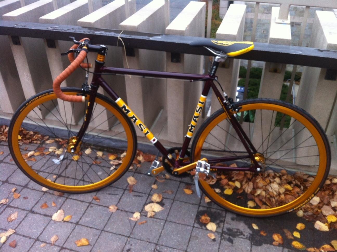 2013 Masi UH Fixed Yellow or Gold, Red, and Brown