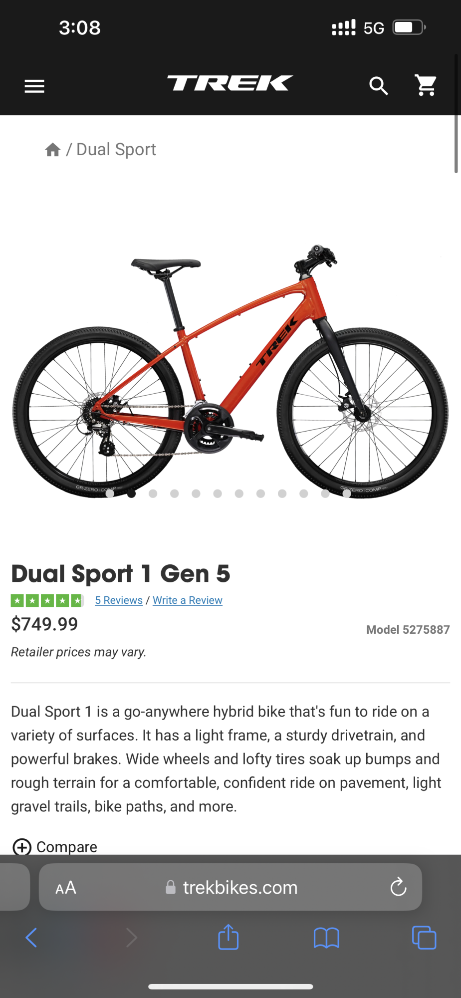 2023 Trek Sport 1 gen 5 Orange