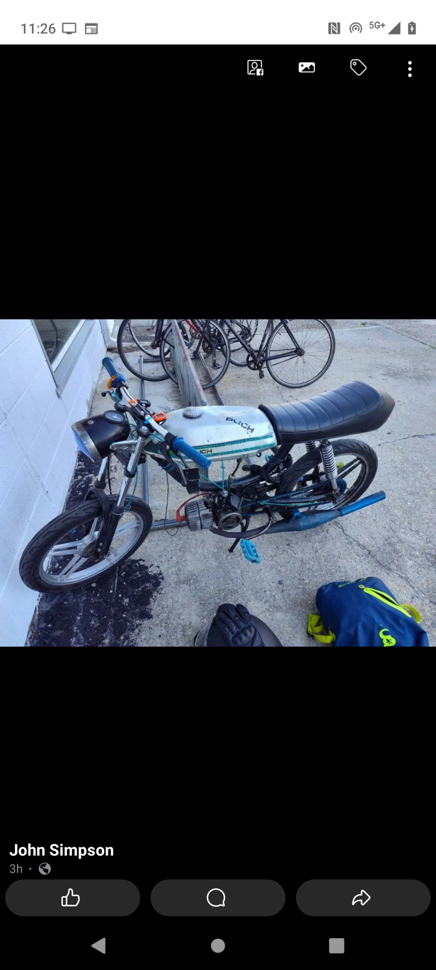 1980 Puch magnum Black, Blue, and Silver, gray or bare metal