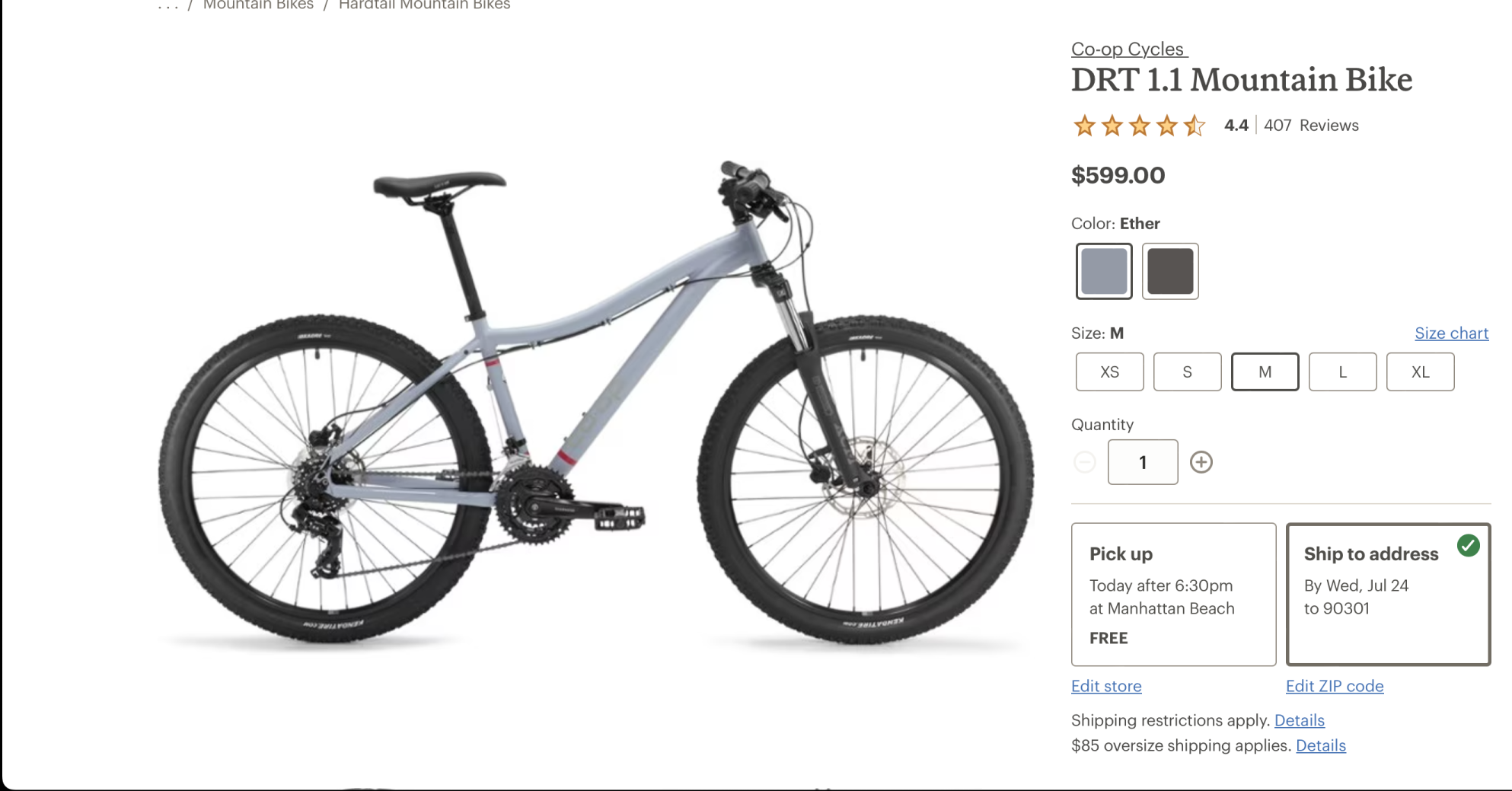 2024 REI Co-op Co-op Cycles 6061 aluminum DRT 1.1 Silver, gray or bare metal