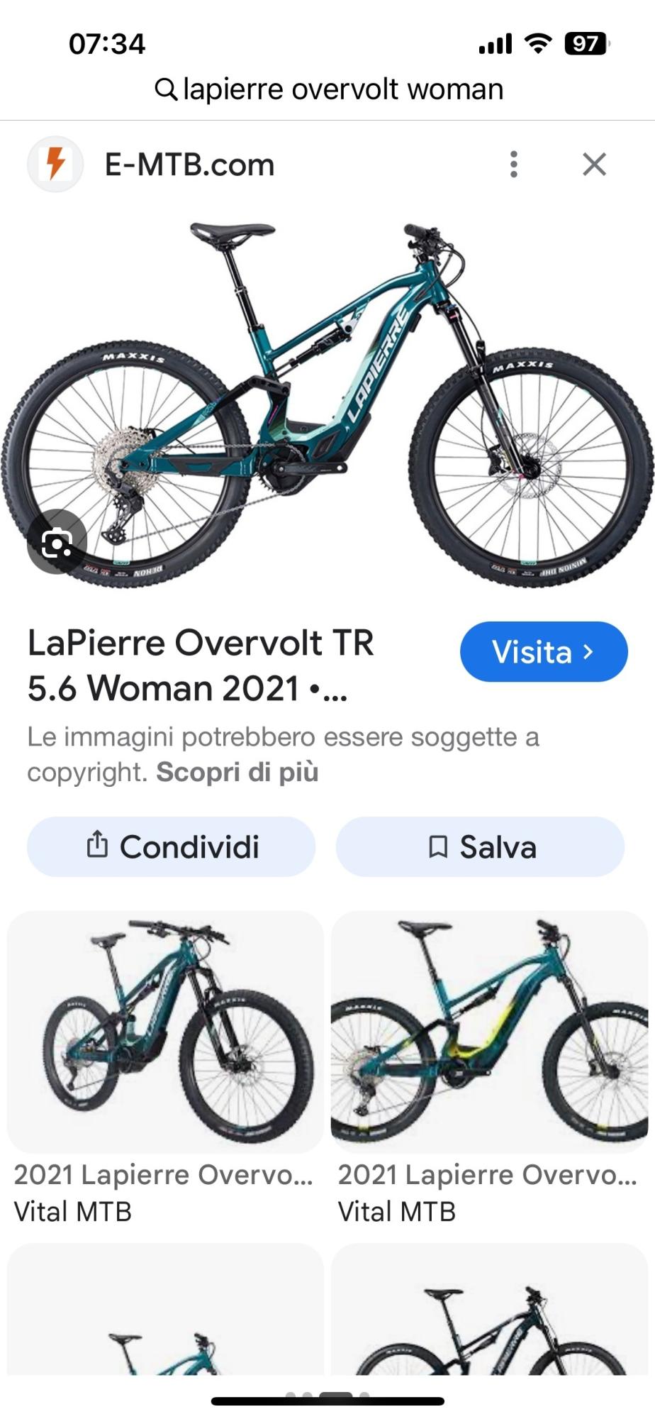 2021 Lapierre Lapierre Overvolt TR 5.6 Woman bicicletta Blue