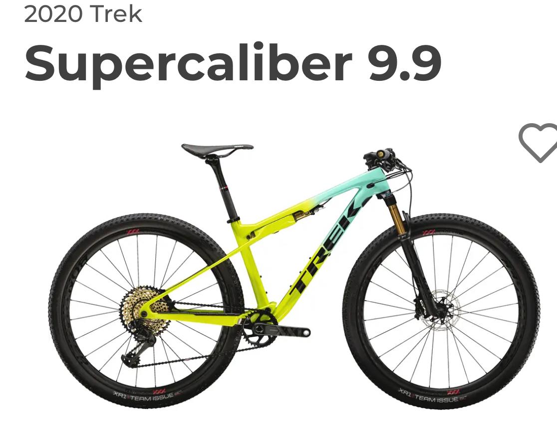 2020 Trek Supercaliber 9.9 Mountain Bike Yellow or Gold and Teal