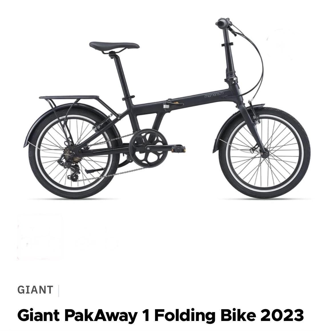 2023 Giant PakAway 1 Folding Bike 20” Black