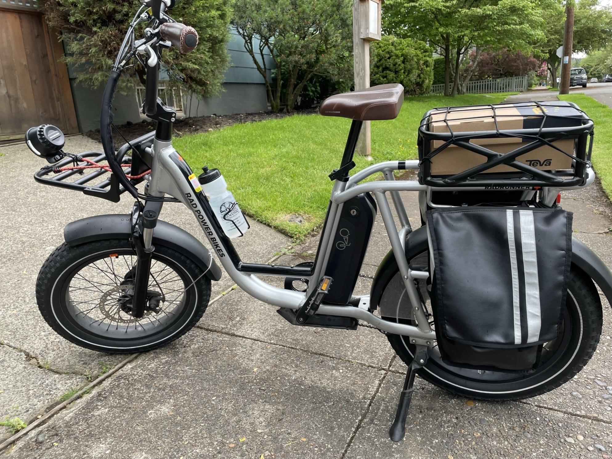 2021 Rad Power Bikes Rad Runner Plus cargo bike (rear storage) Silver, gray or bare metal