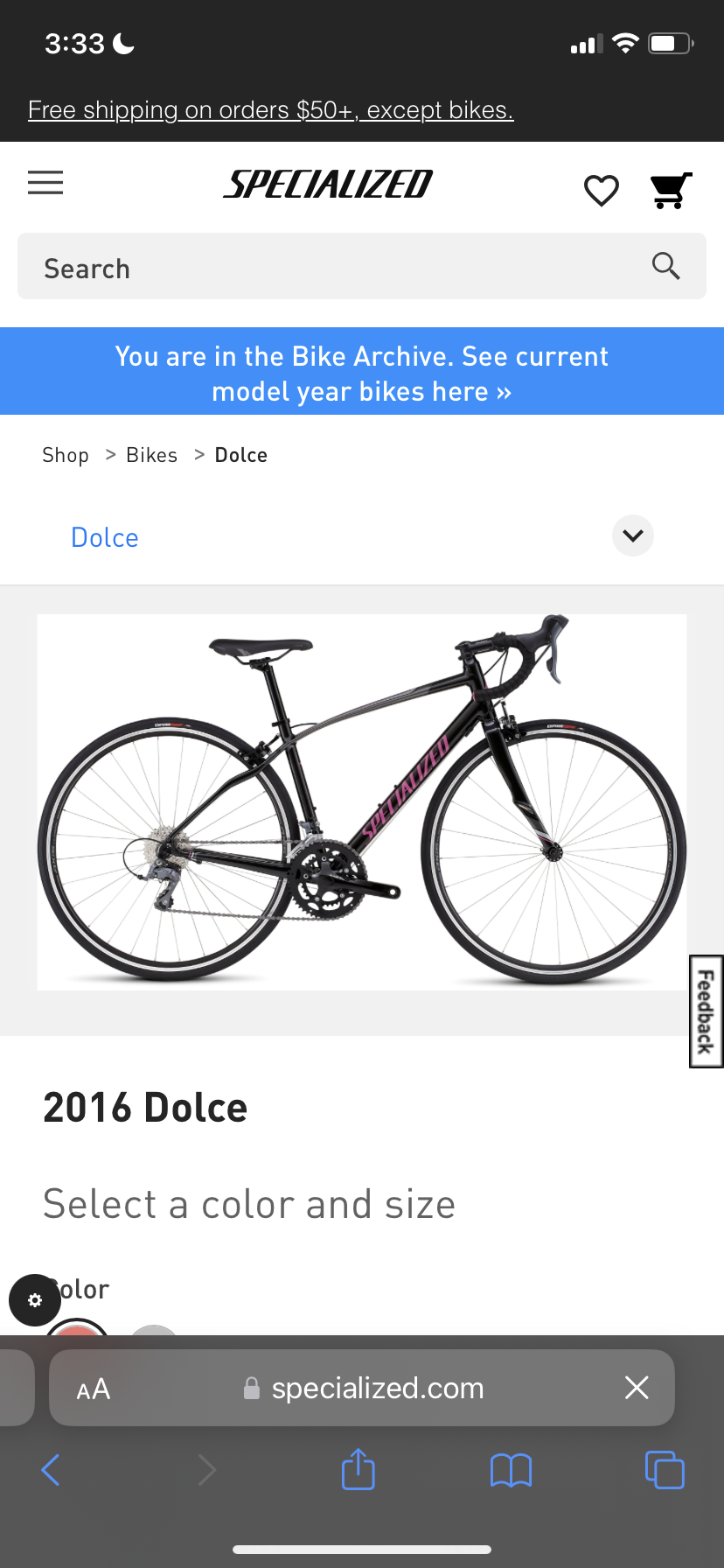2015 Specialized Dulce women’s Black, Silver, gray or bare metal, and Pink