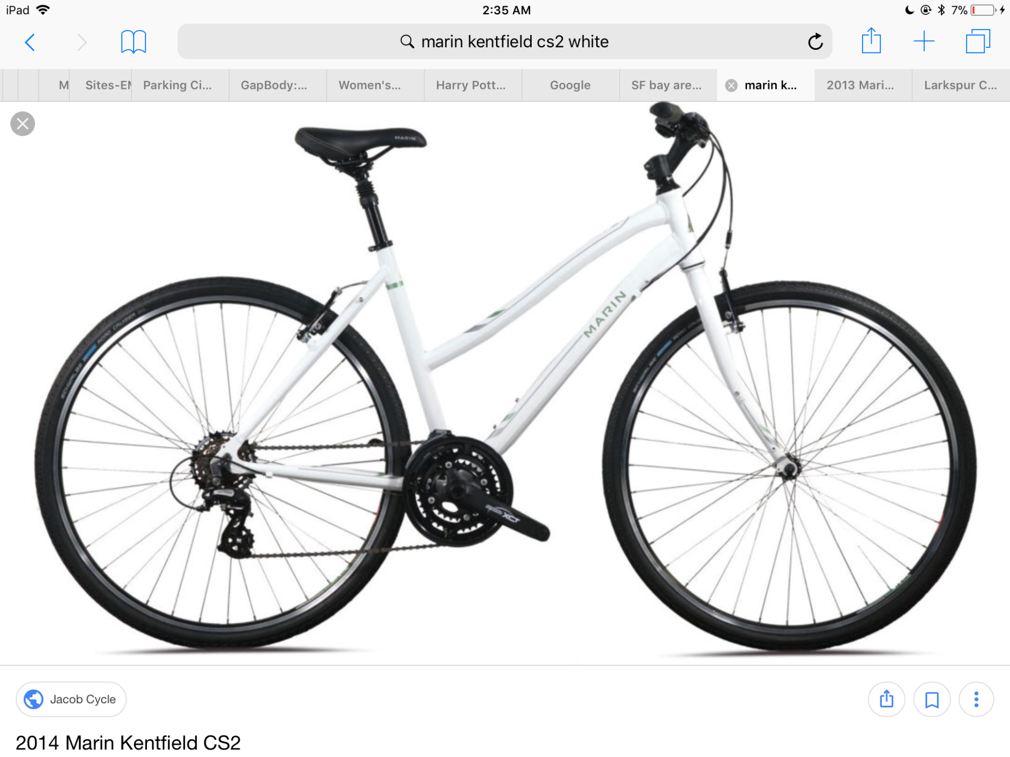 2014 Marin Bikes Kentfield CS2 White