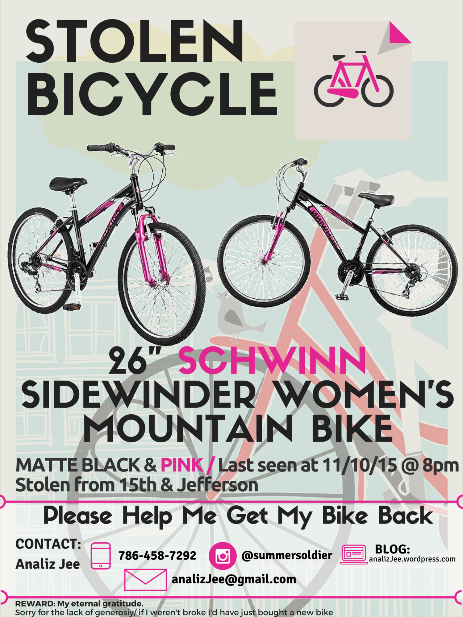 2015 Schwinn steel mountain frame Black and Pink