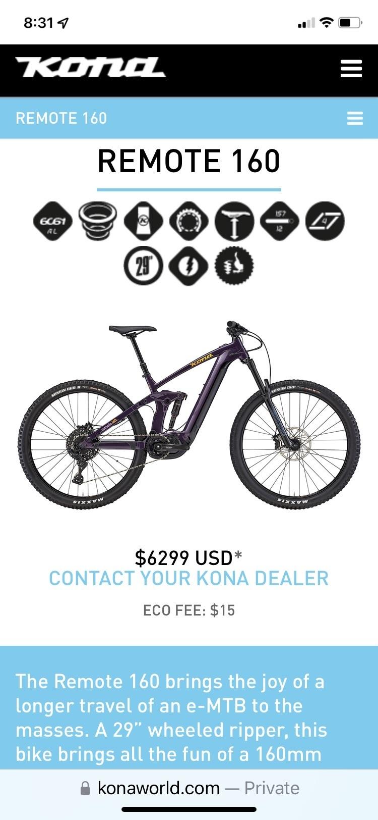 2020 Kona Remote 160 Silver, gray or bare metal