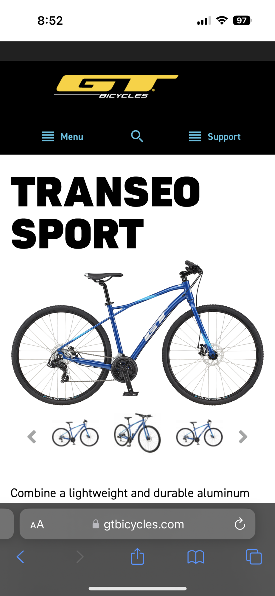 2018 GT Bicycles Transeo Black and Blue