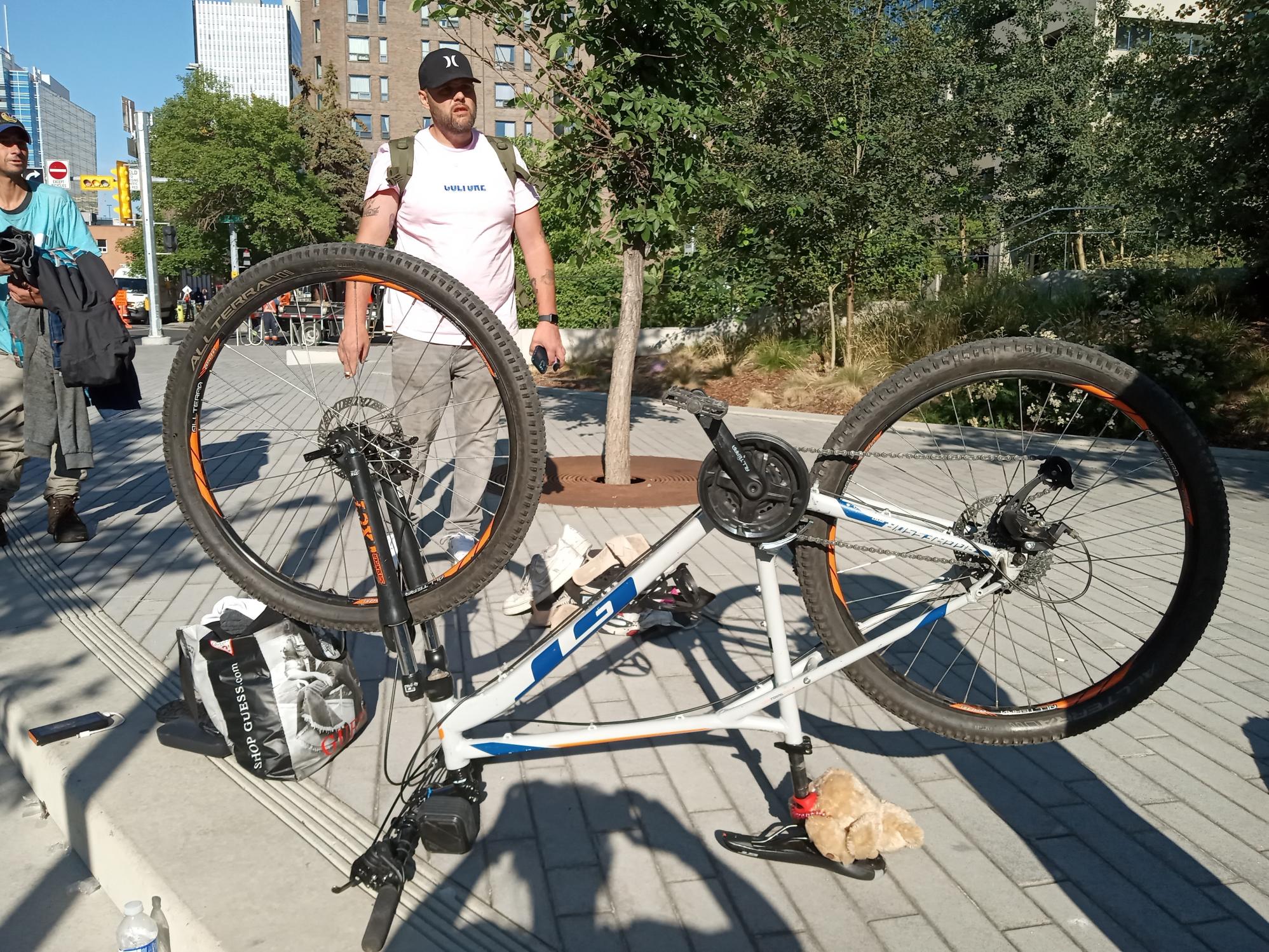 2016 GT Bicycles Mountain bike Silver, gray or bare metal, Blue, and Orange