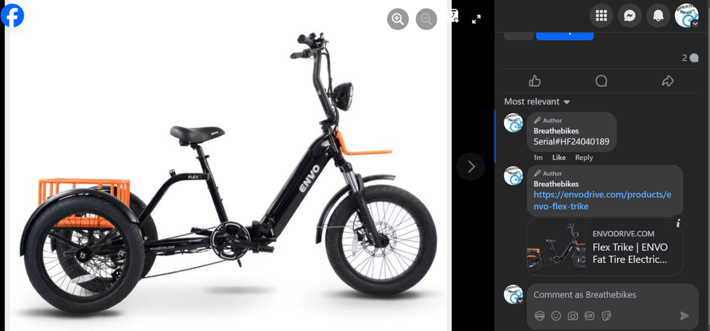 2024 Envo Flex trike cargo tricycle (rear storage) Black and Orange
