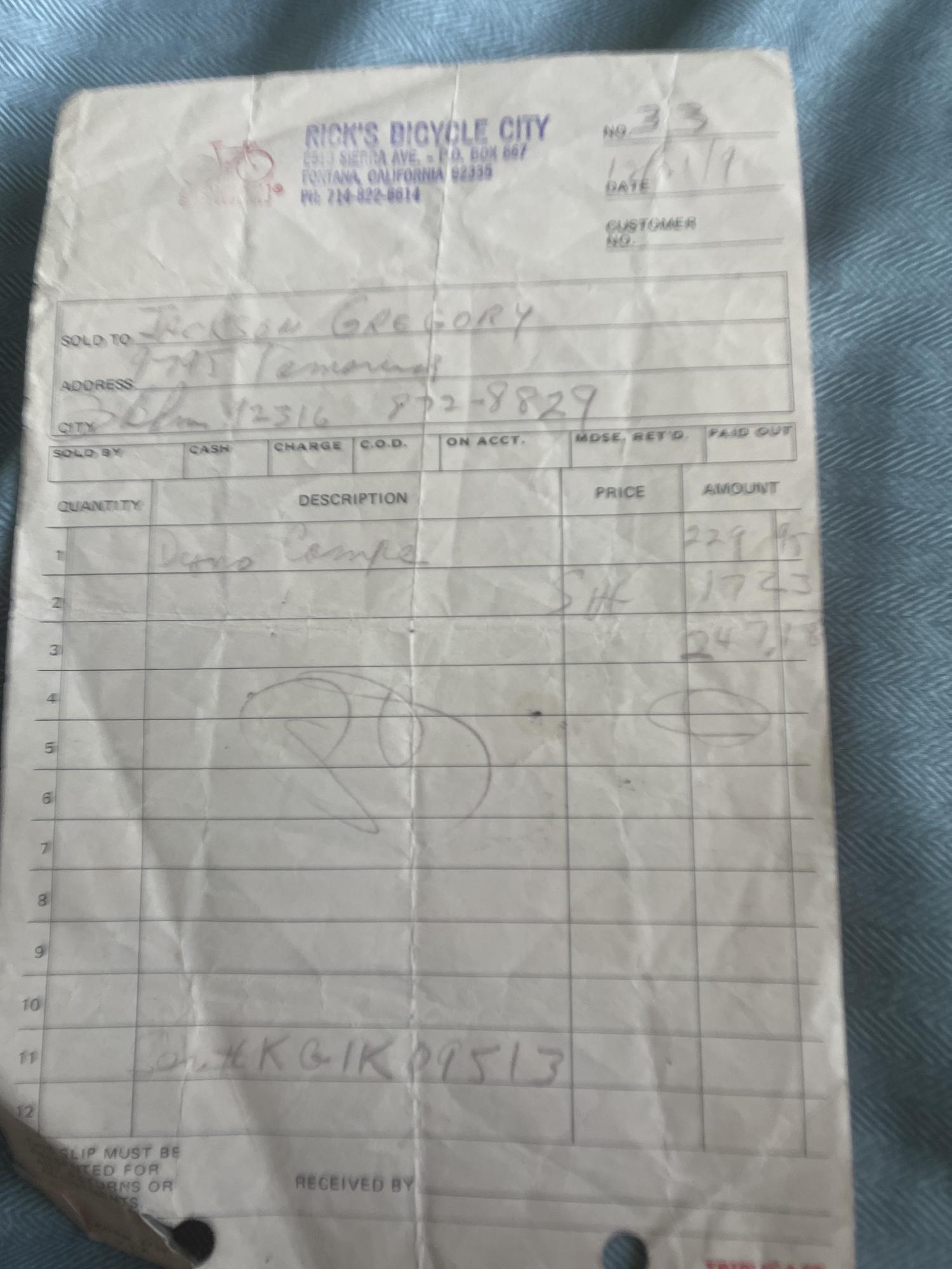 1991 Dyno Compe Silver, gray or bare metal