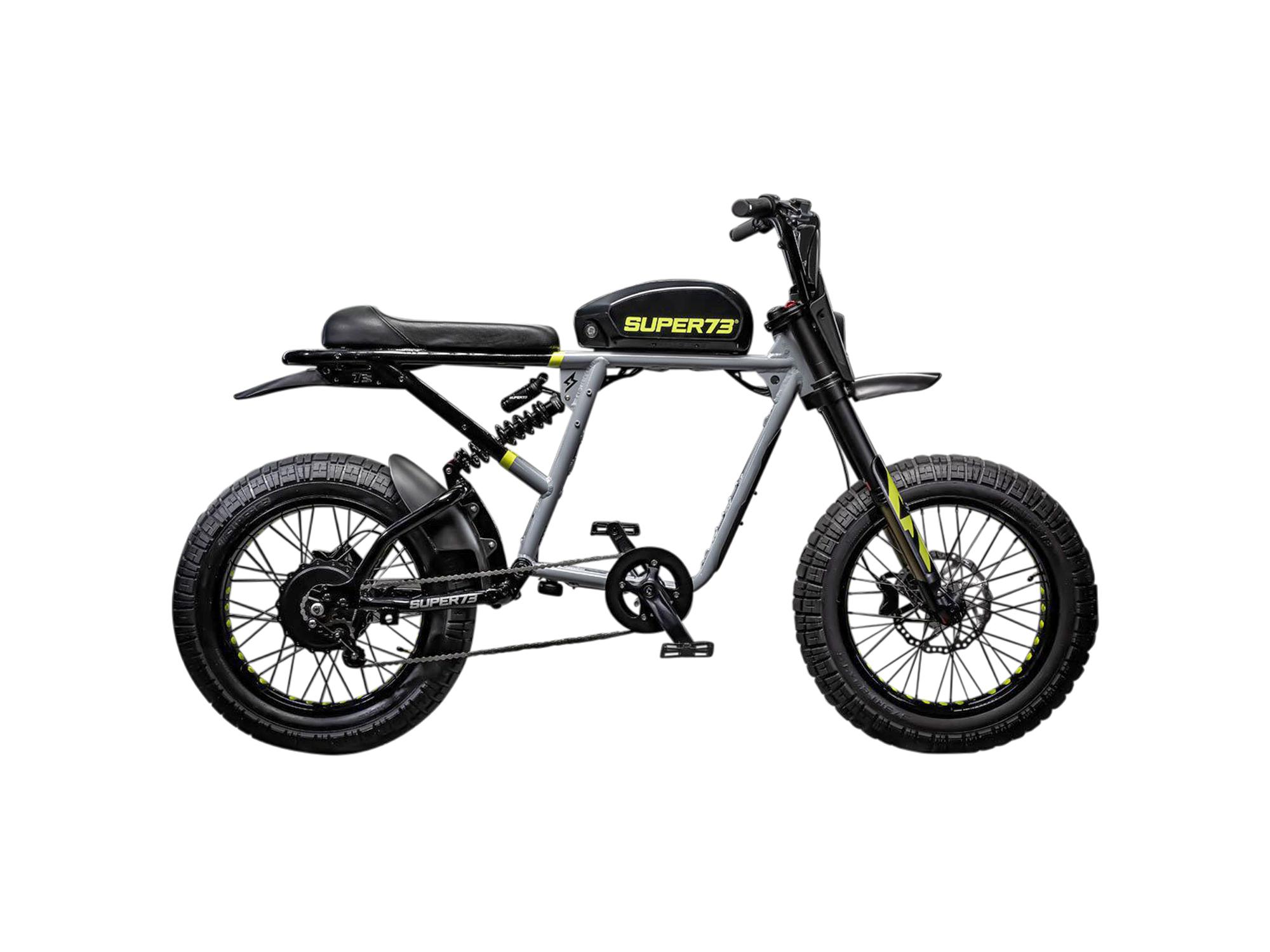 2021 Super73 RX Silver, gray or bare metal, Black, and Green