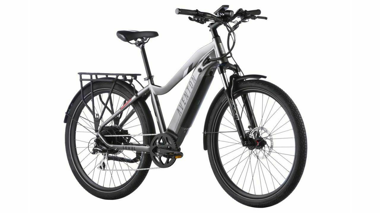 2023 Aventón Level.2 Commuter Electric Bike Silver, gray or bare metal