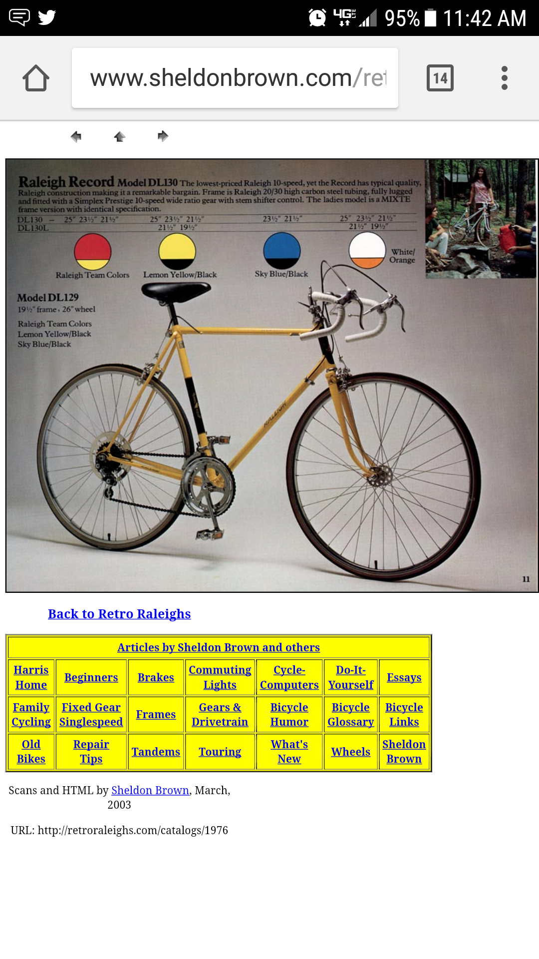 1976 Raleigh Record Orange and White