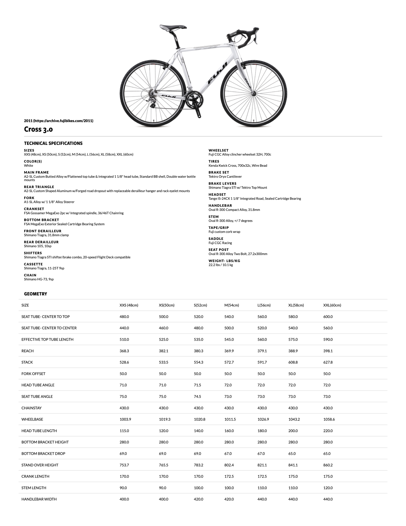 2011 Fuji Cross 3.0 White
