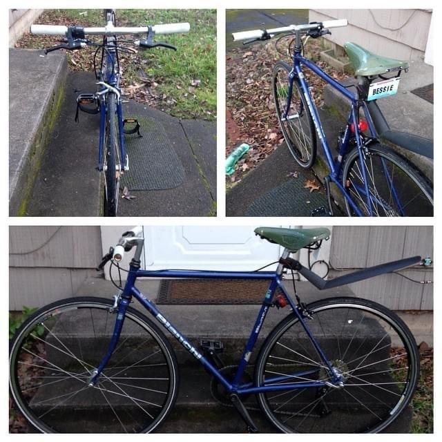 1980 Bianchi Slender lightweight with green Brooks... Blue and White