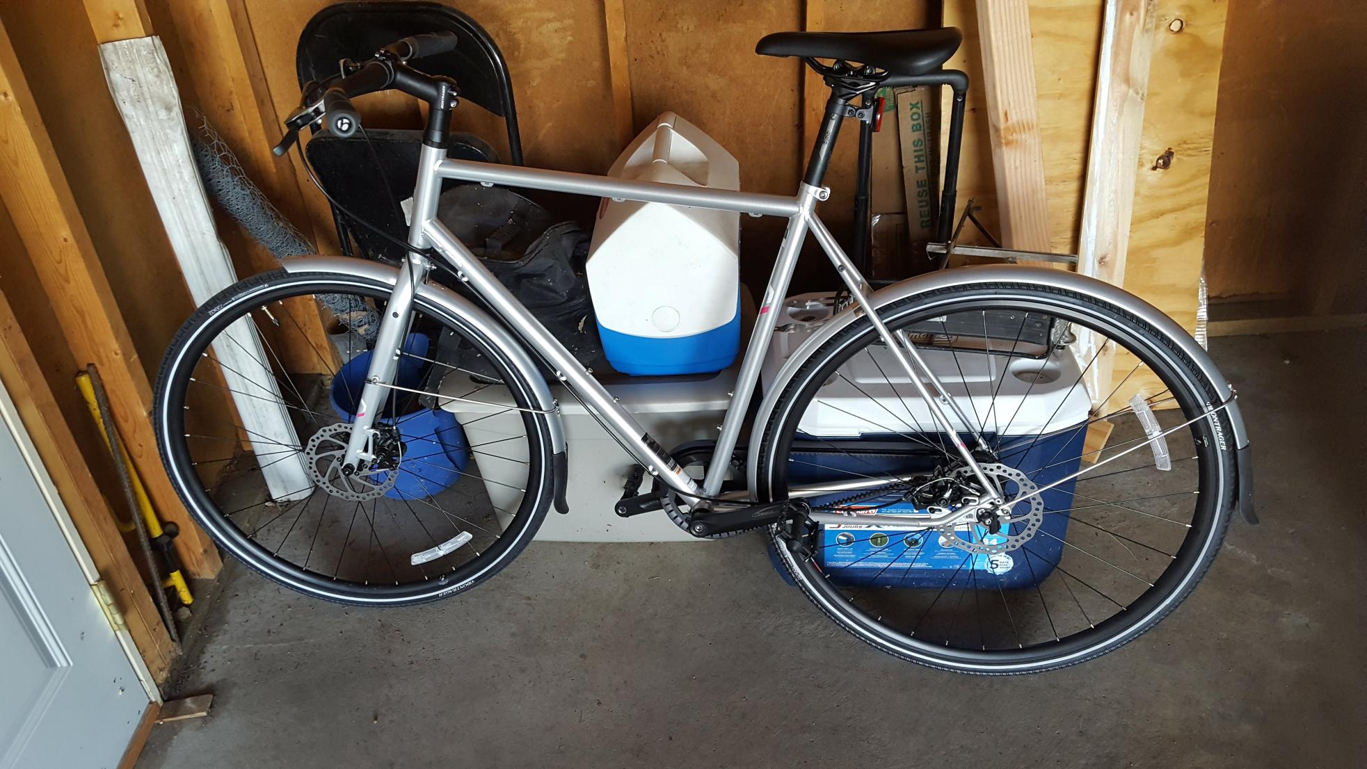 Trek Belt Drive District Silver, gray or bare metal