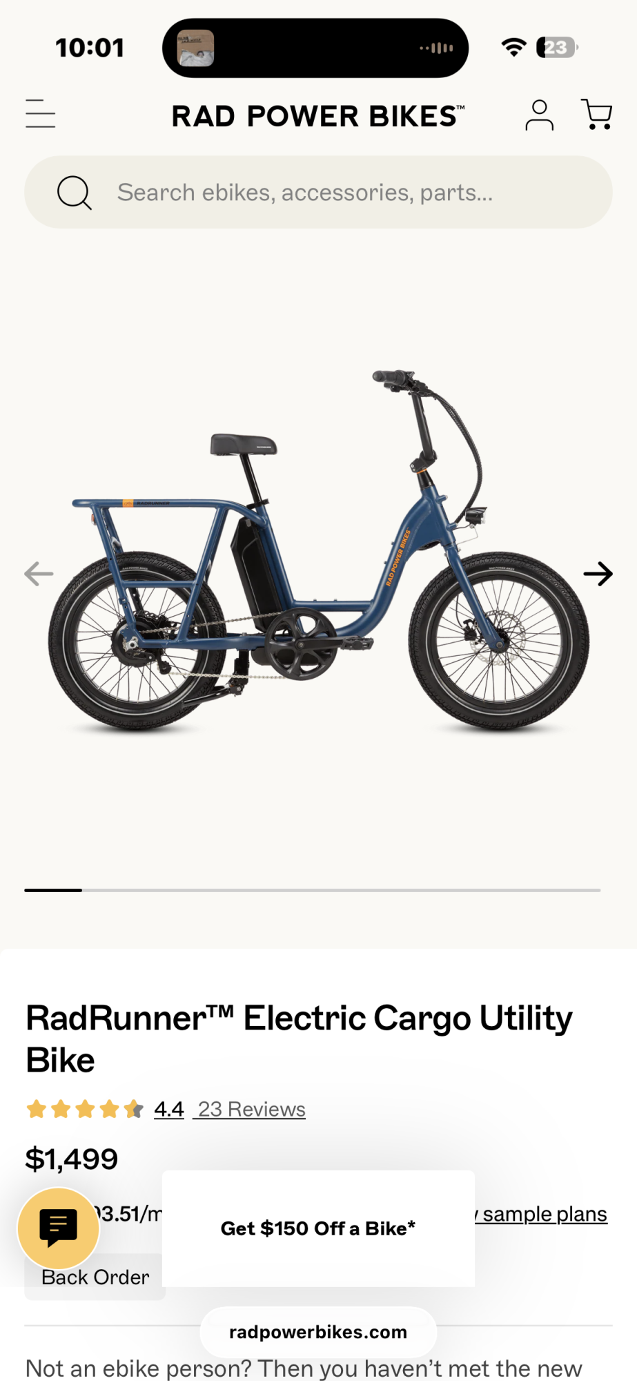 2025 Rad Power Bikes RadRunner electric cargo utility bike Blue