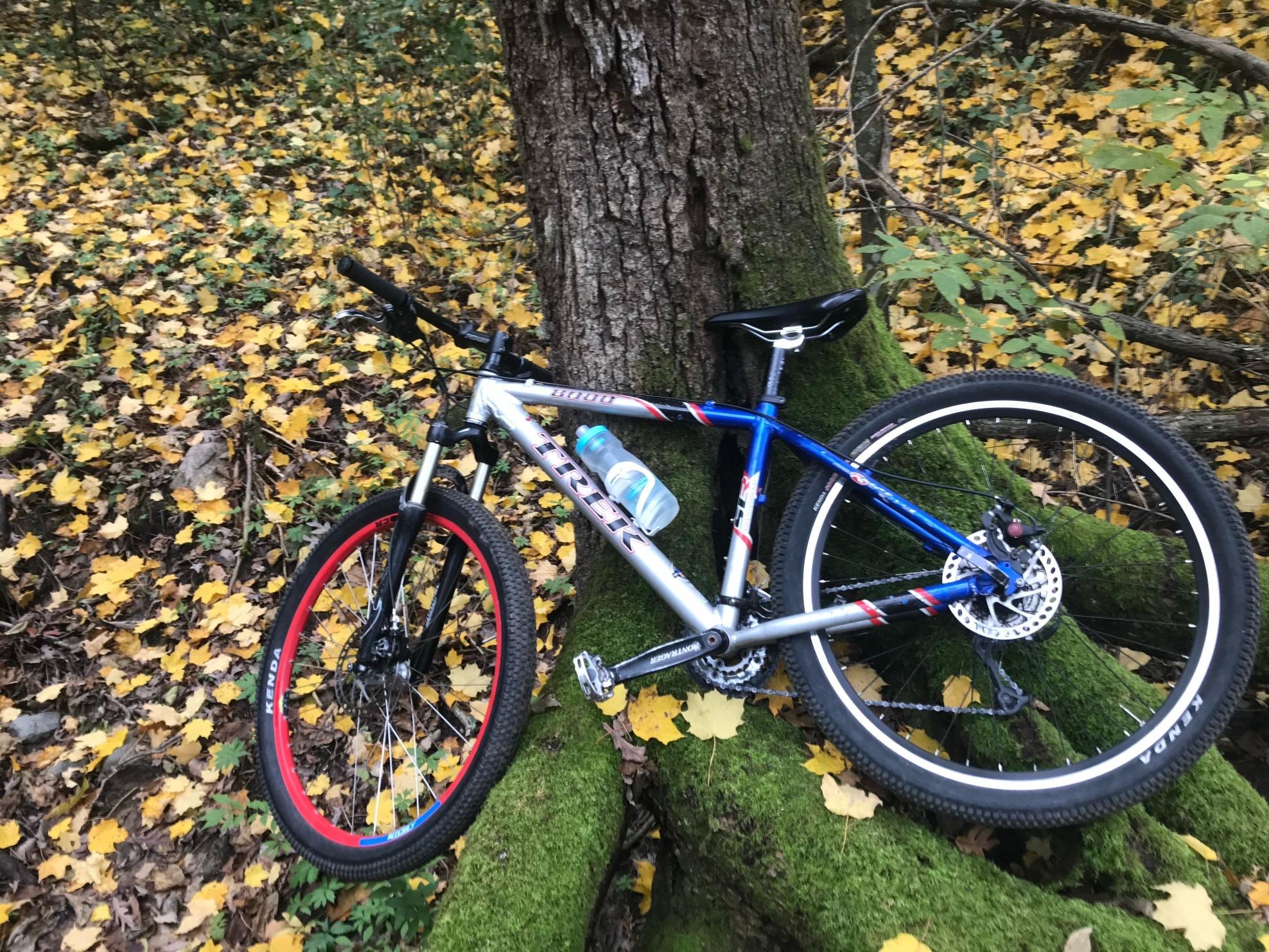 2006 Trek 8000 Silver, gray or bare metal and Red