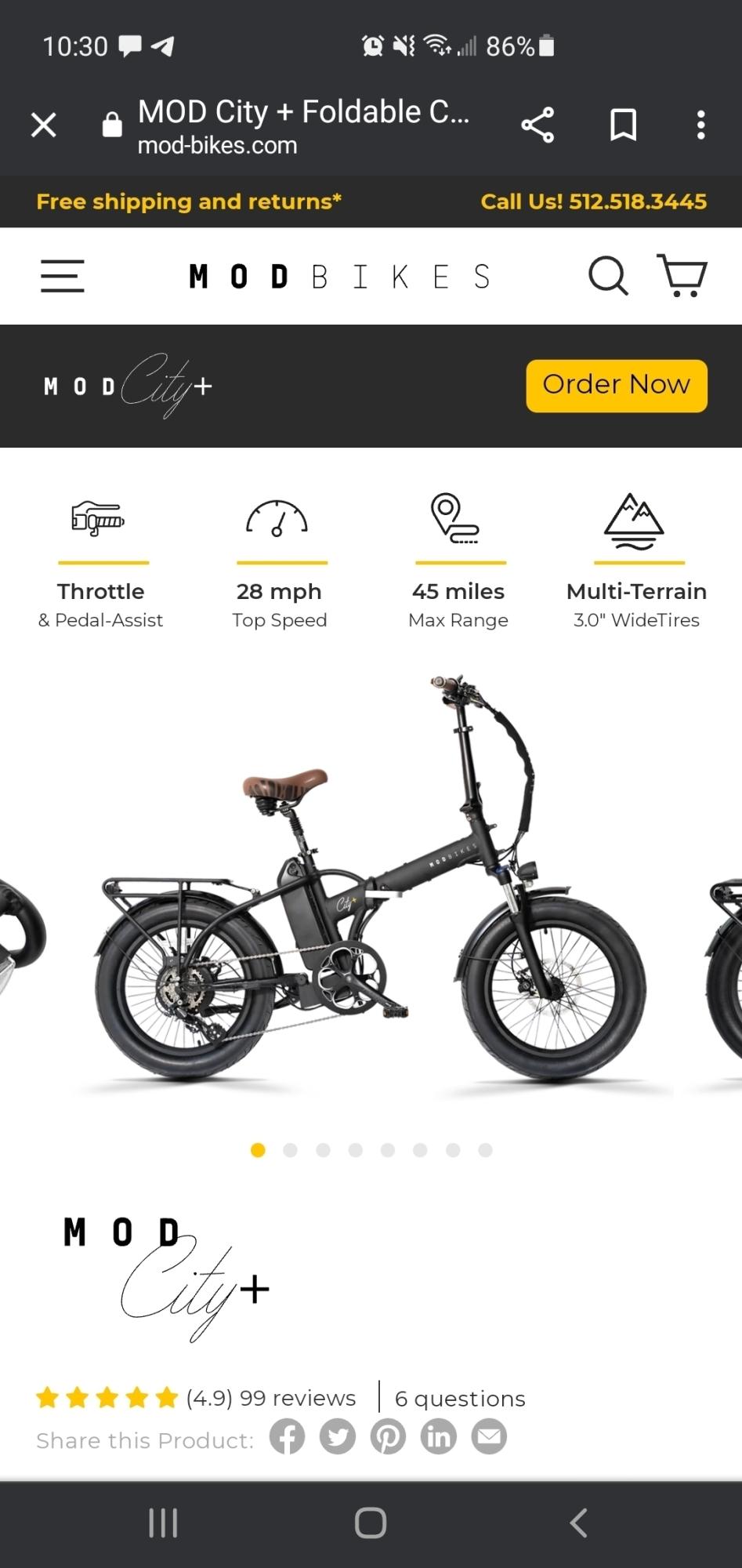 2019 Mod City+ foldable electric assist Black