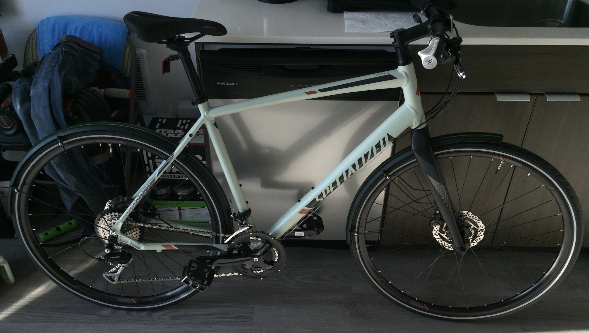 2017 Specialized Sirrus Sport Spruce/Slate/Valencia Green, Black, and Orange