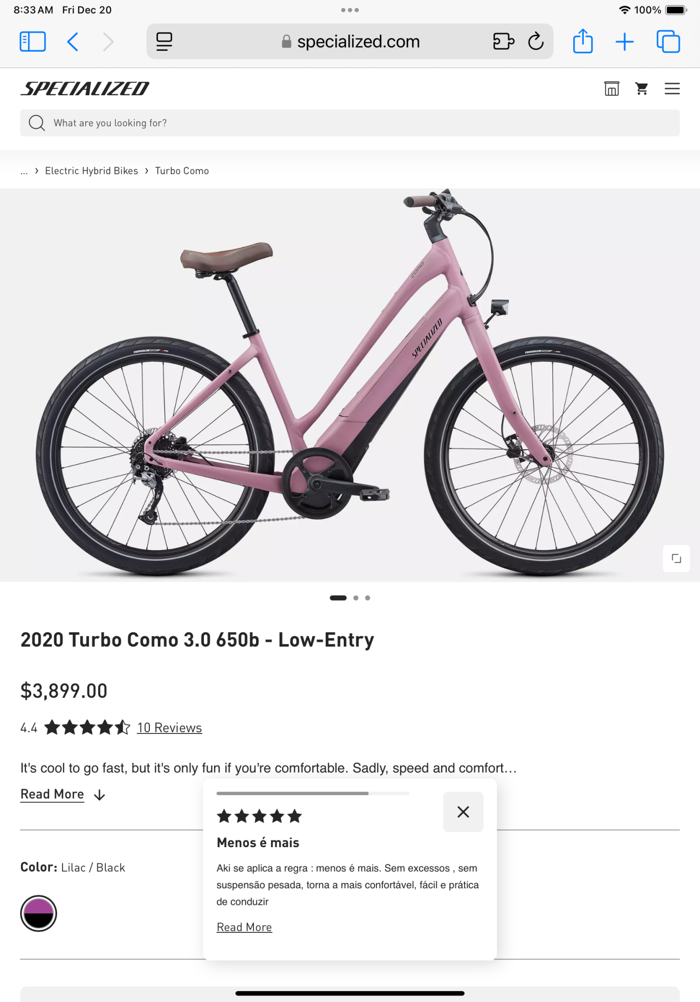 2020 Specialized COMO 3.0 Low Entry 650B Pink