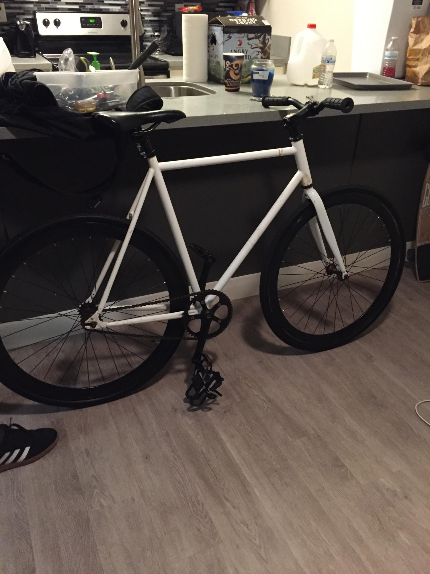 2015 Pure Fix Fixie with Flip flop hub Patagonia sticker on frame and rear brake White