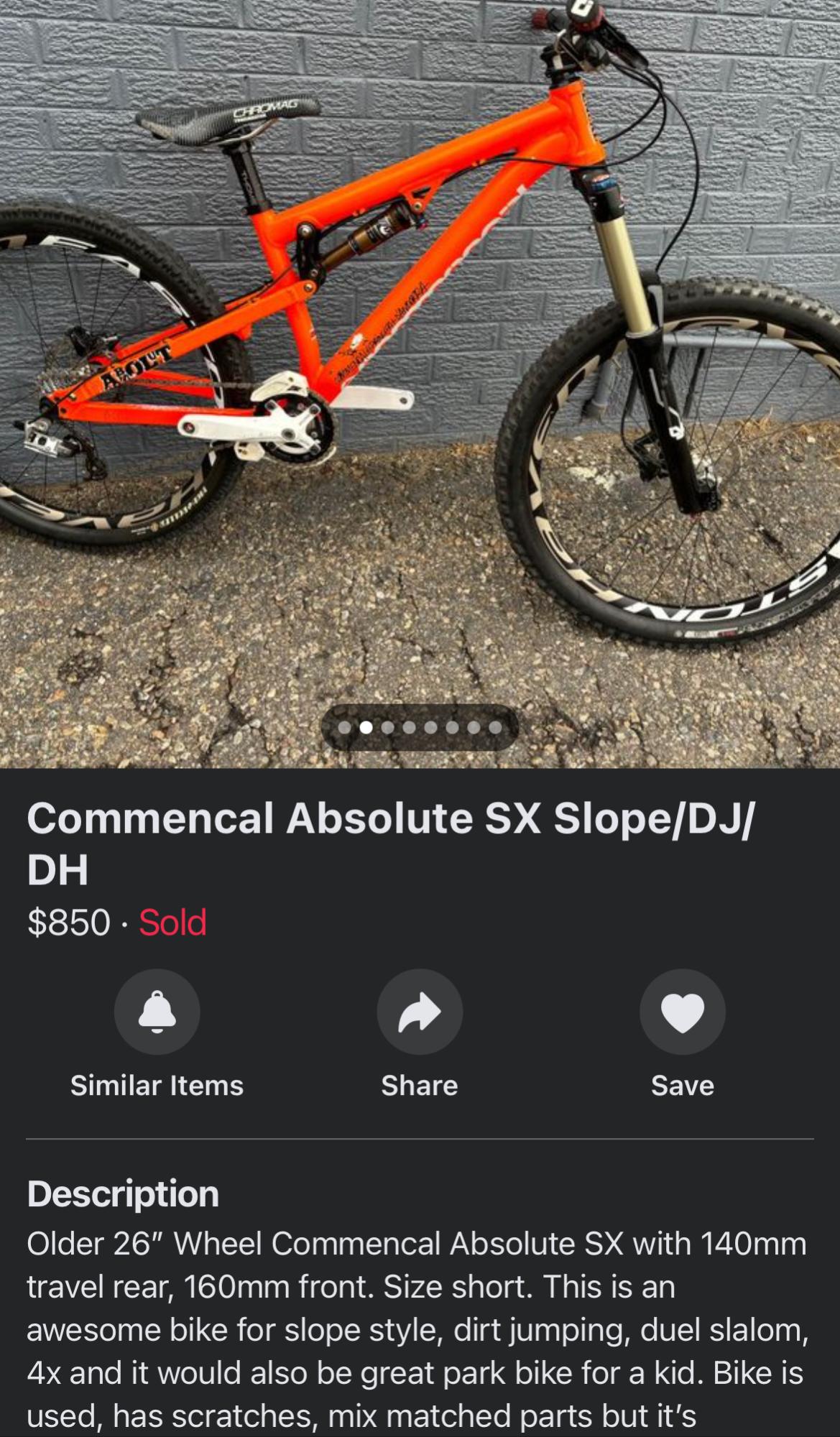 2009 Commencal Bikes Absolute SX Orange