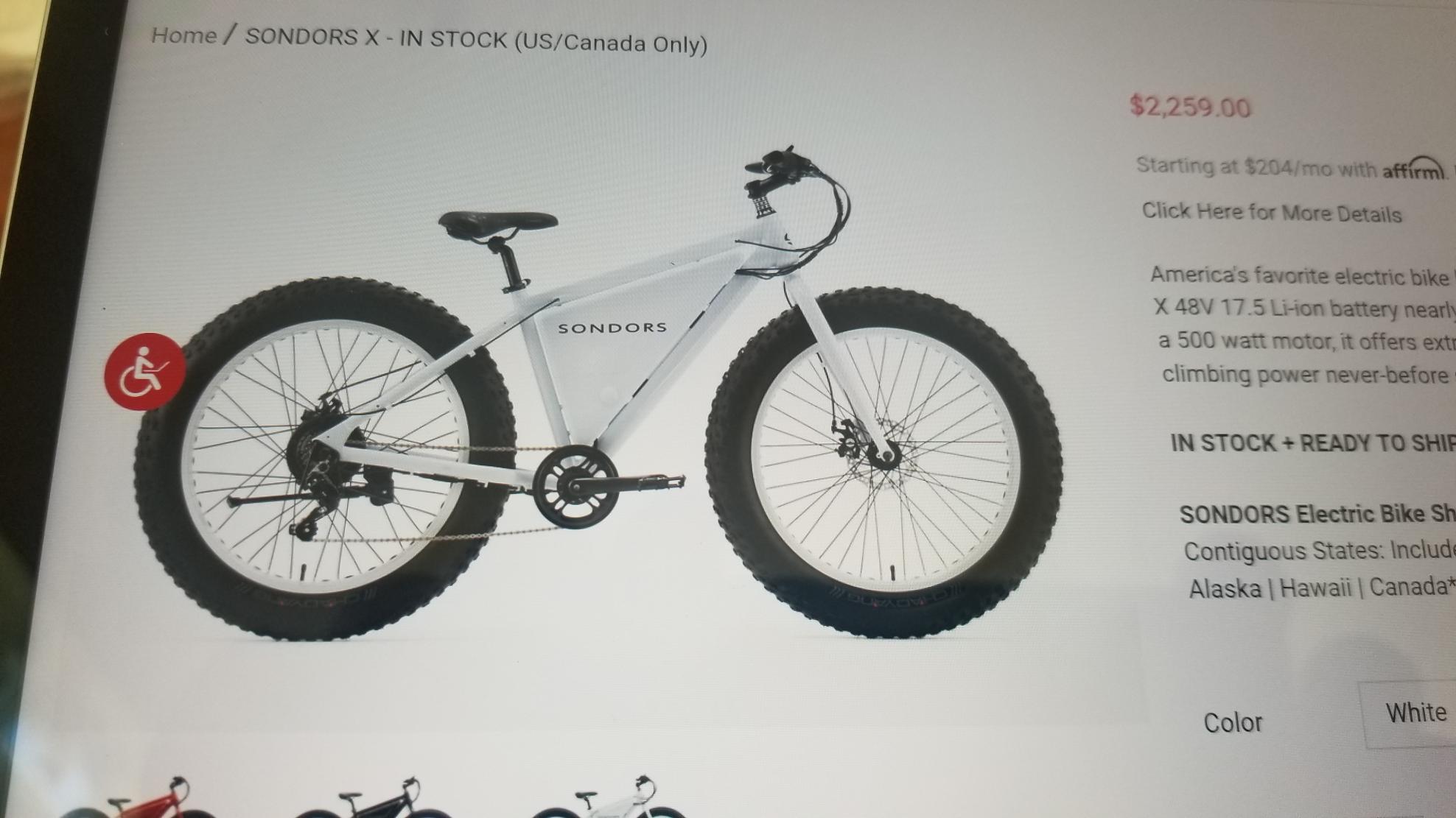 2018 Sondors triangular battery White