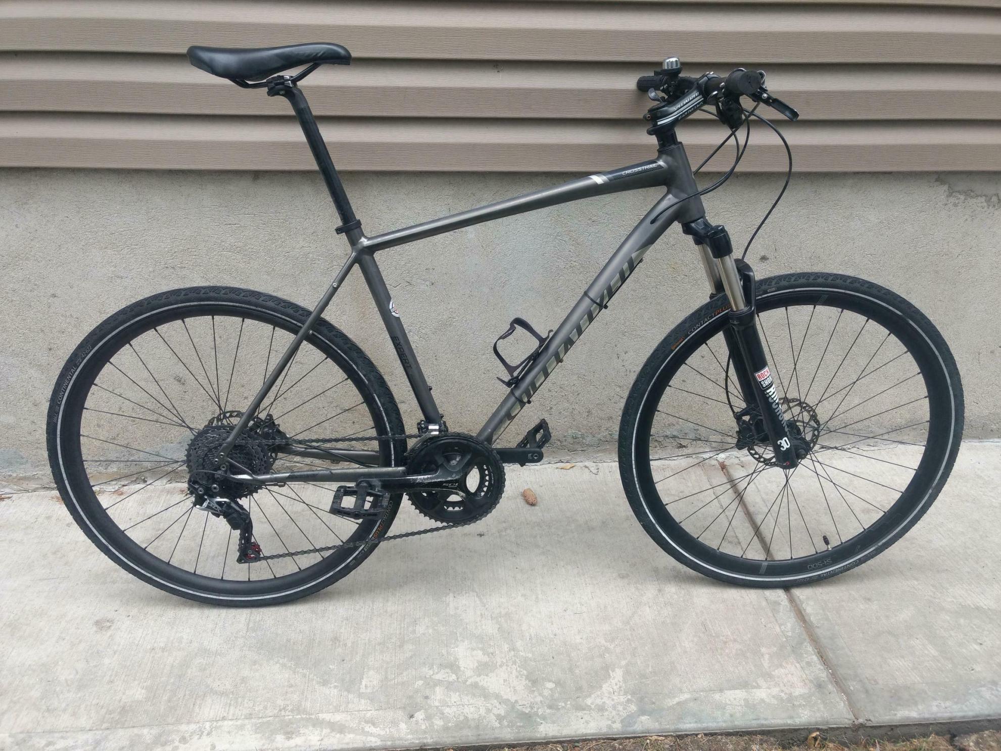 2017 Specialized Cross Trail Silver, gray or bare metal and Black