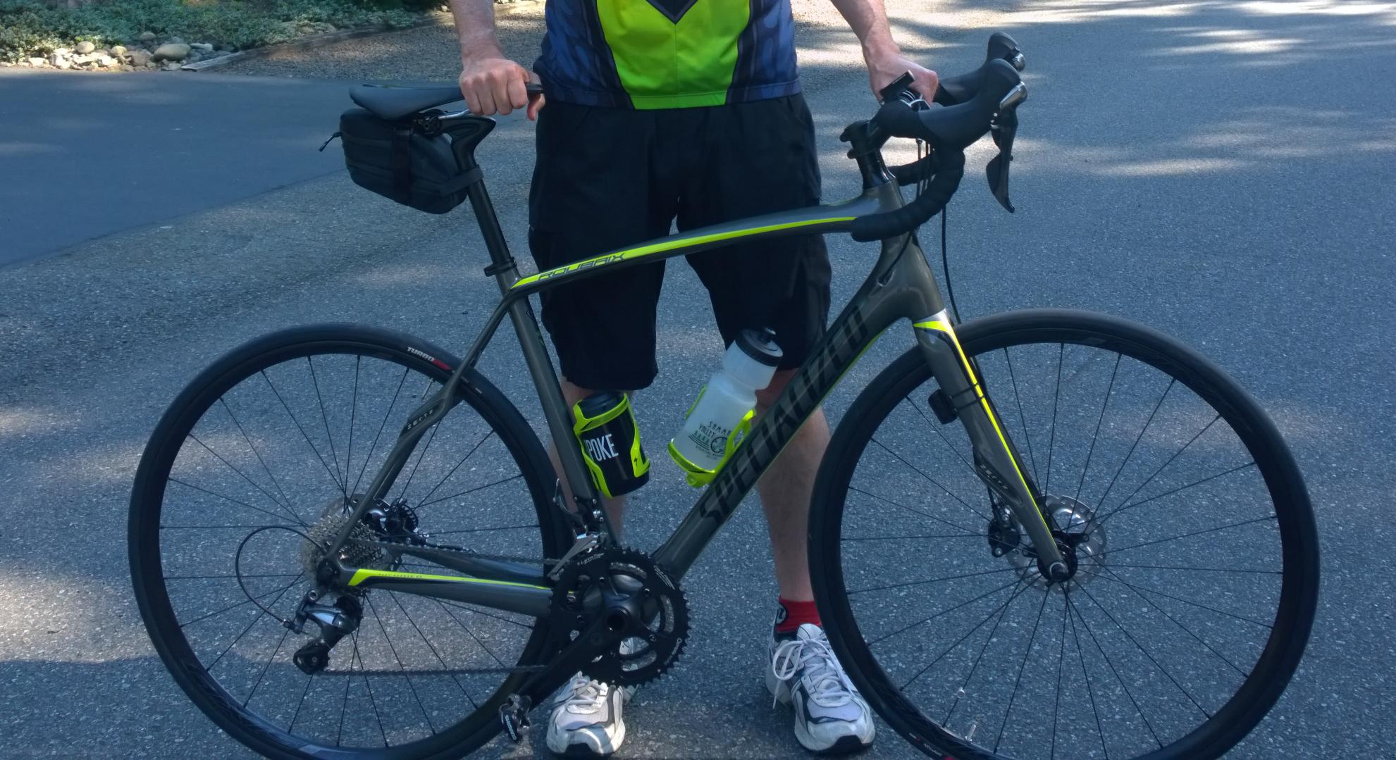 2015 Specialized Roubaix Silver, gray or bare metal and Green