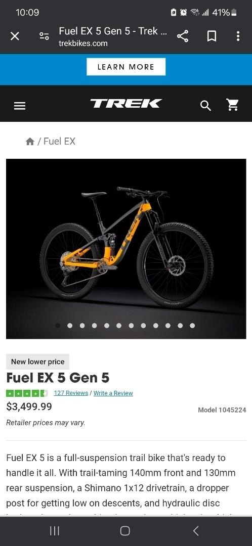 2023 Trek Fuel EX 5 Gen 5 Deore Yellow or Gold